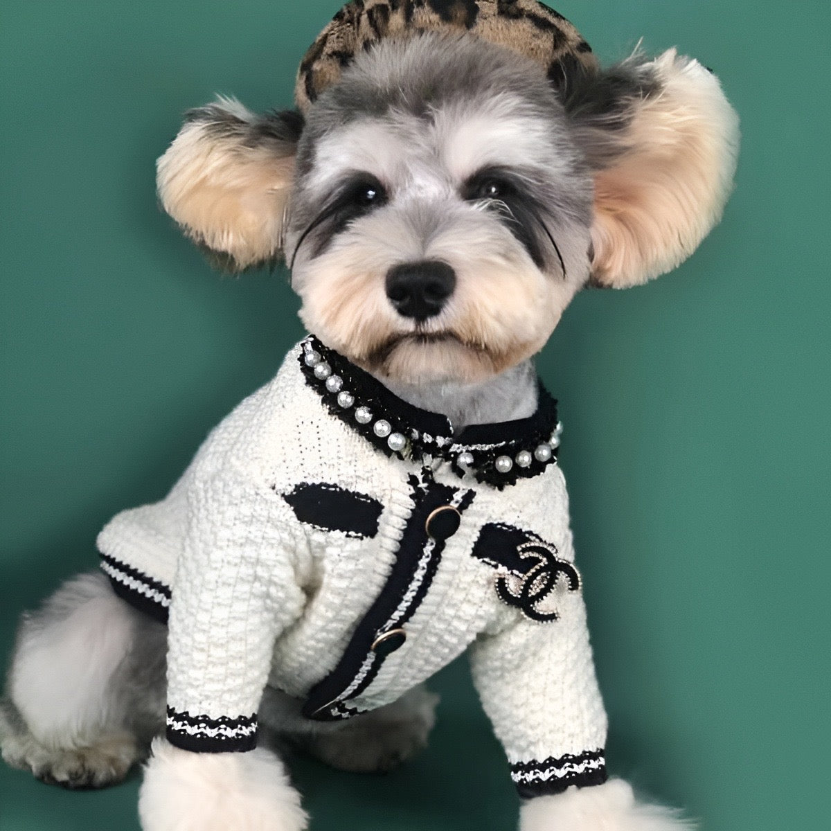 Chewnel Tweed Brooch Cardigan