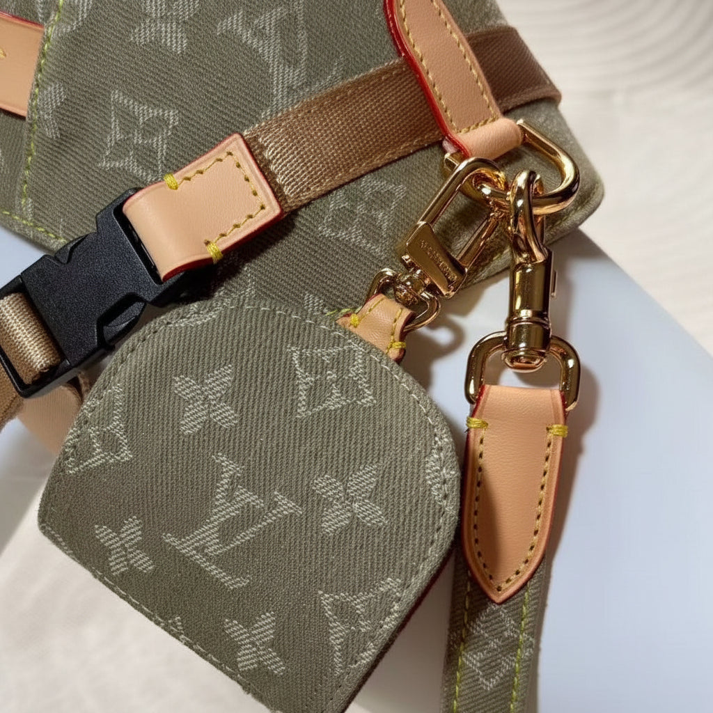 Chewy Vuiton Olive Harness & Leash Set