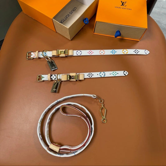 Chewy Vuiton Collar & Leash Set